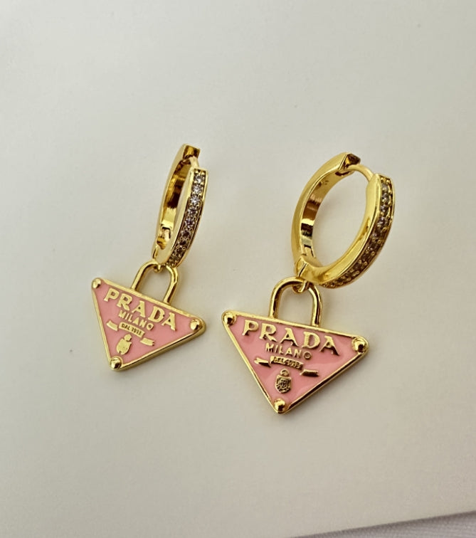 Pink Triangle Earrings