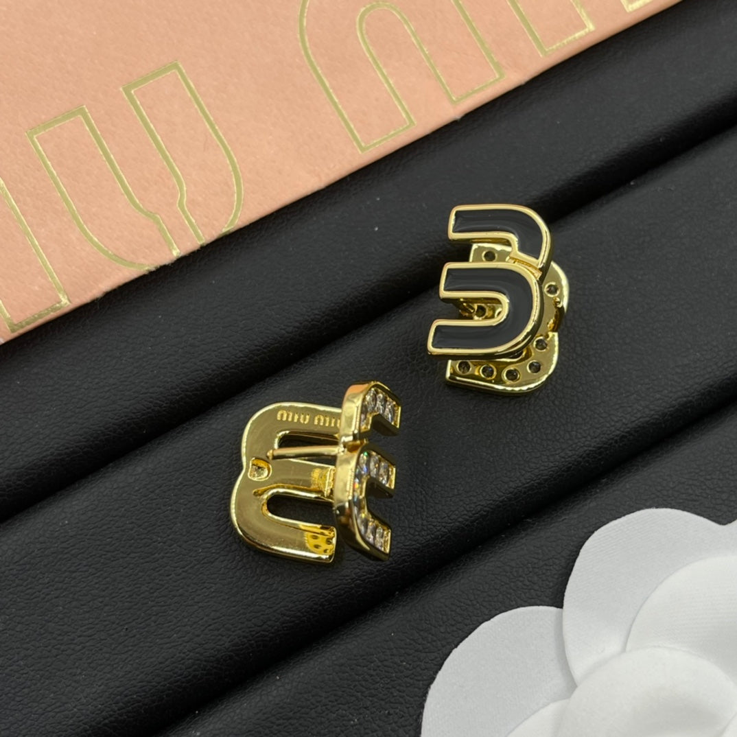 M Gem Solid Earrings