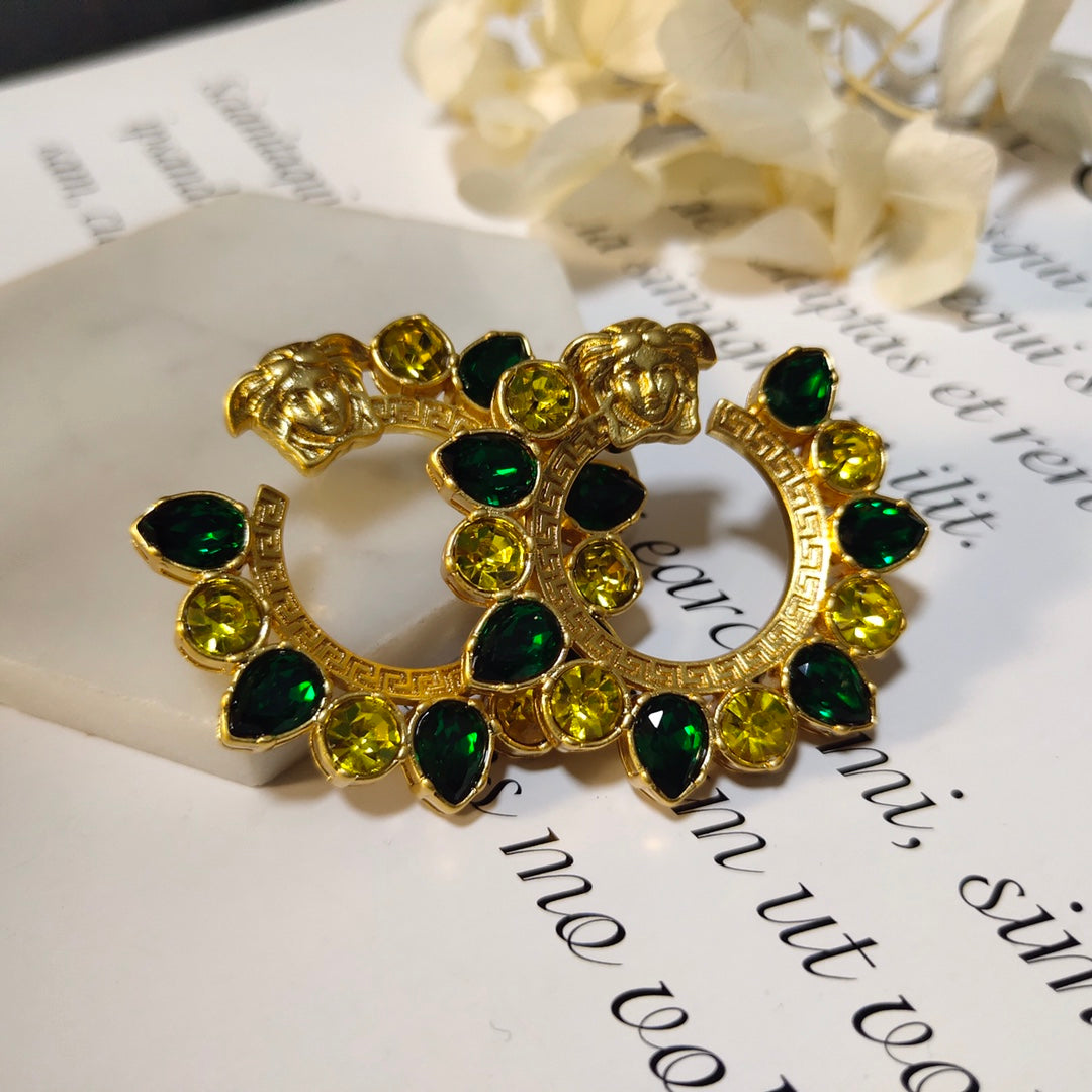 V Green Earrings