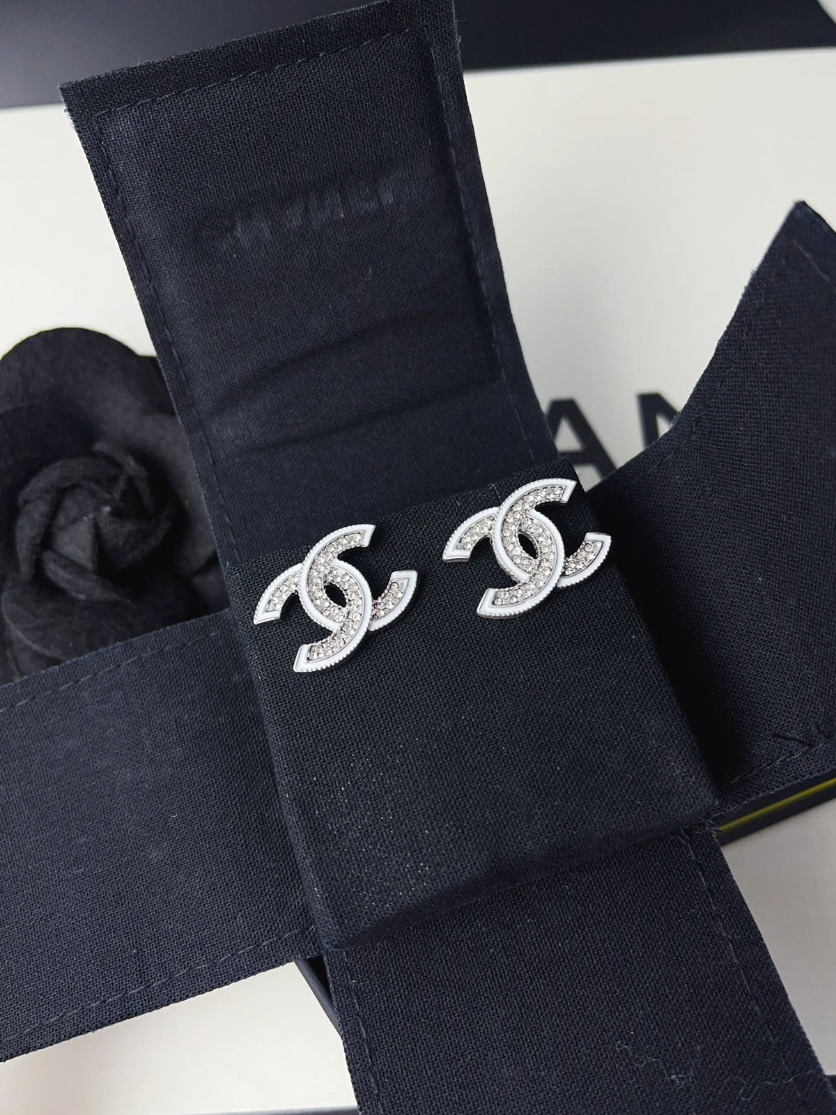 White/Silver C Earrings