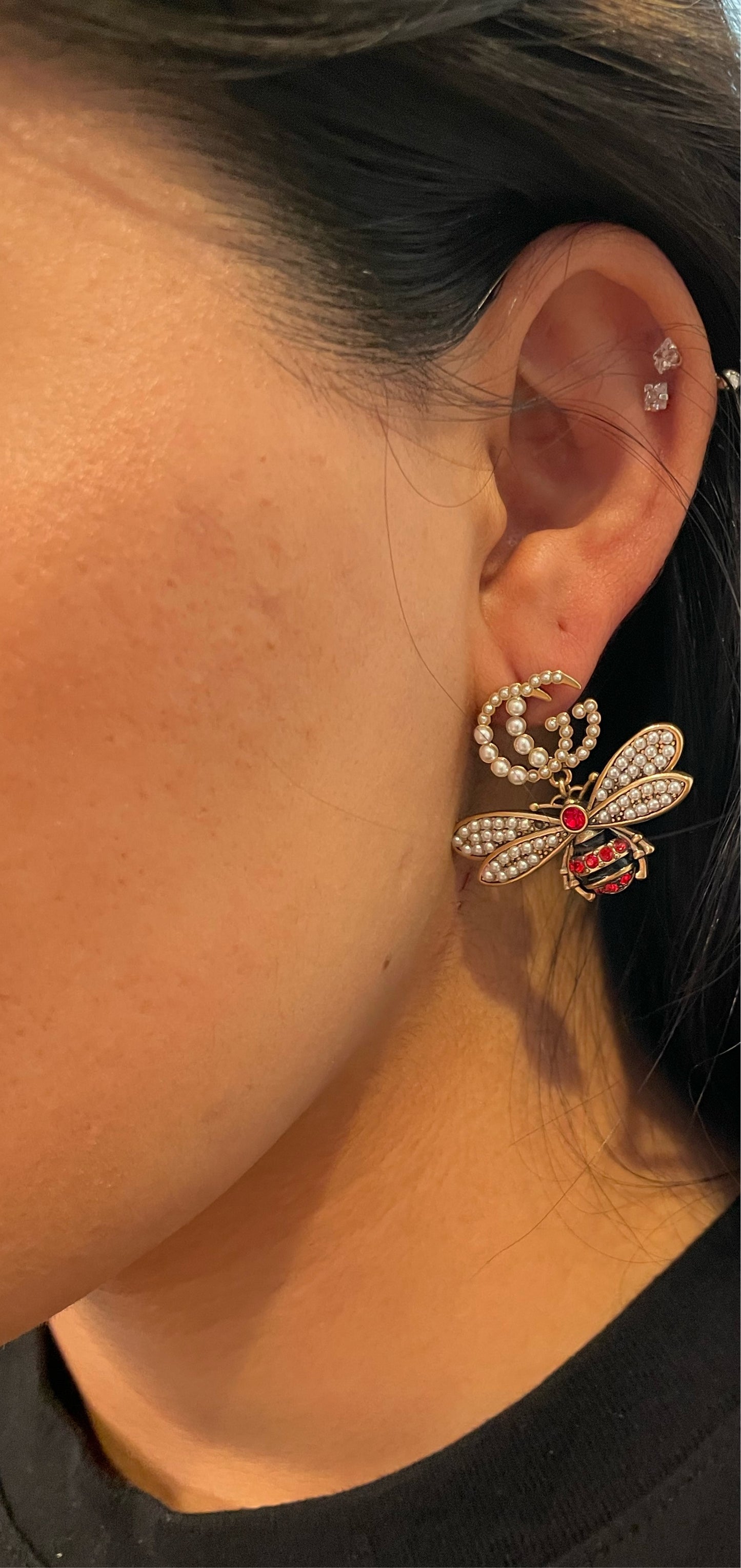 Red and Pearl Earrings
