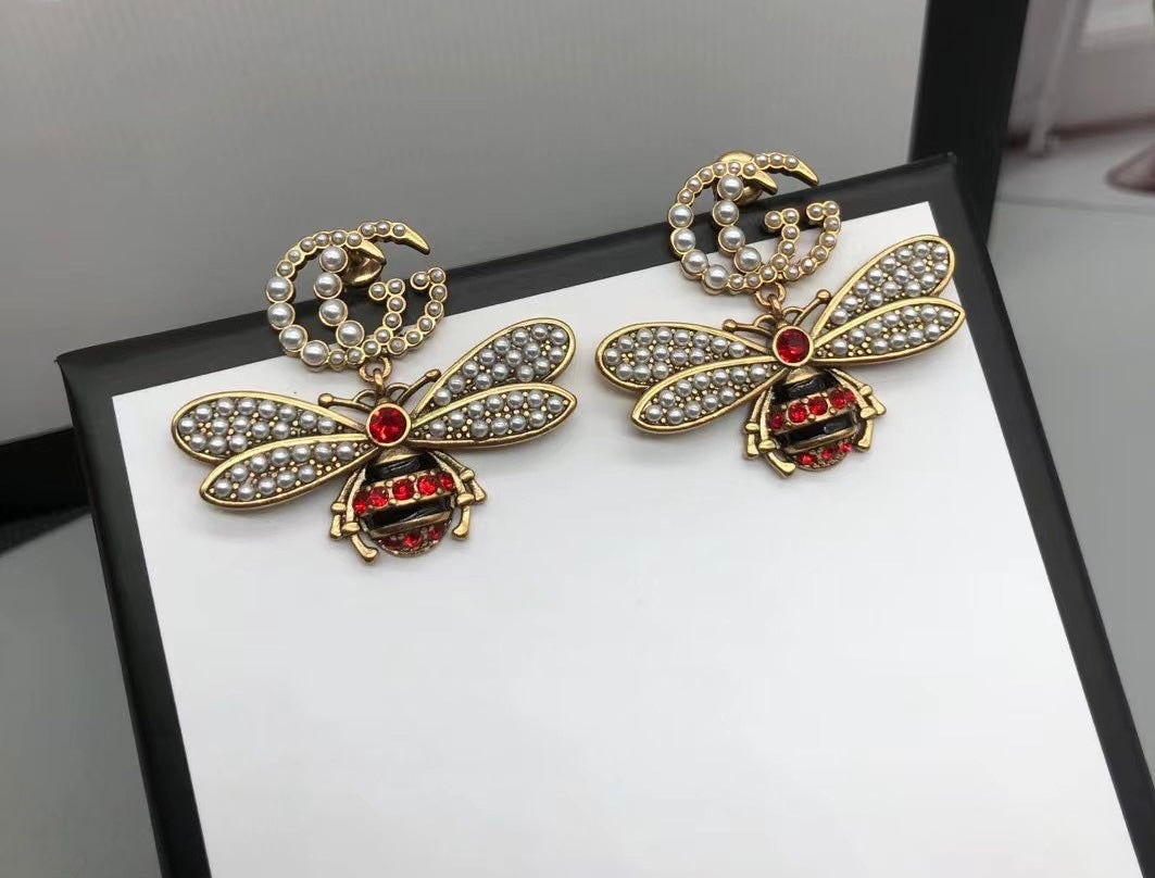 Red and Pearl Earrings