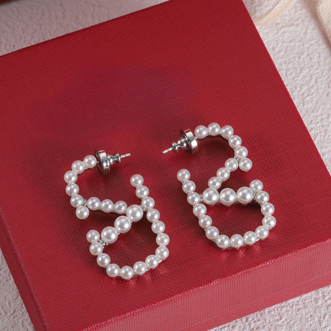 V Pearl Earrings