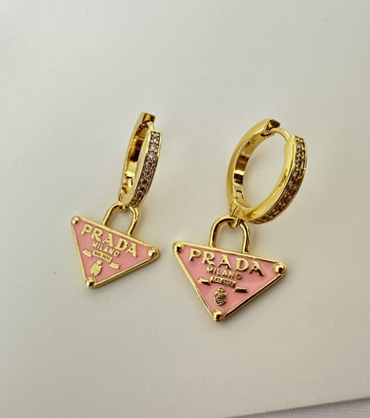Pink Triangle Earrings
