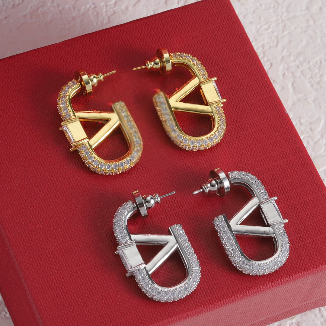 V Double Beaded Earrings