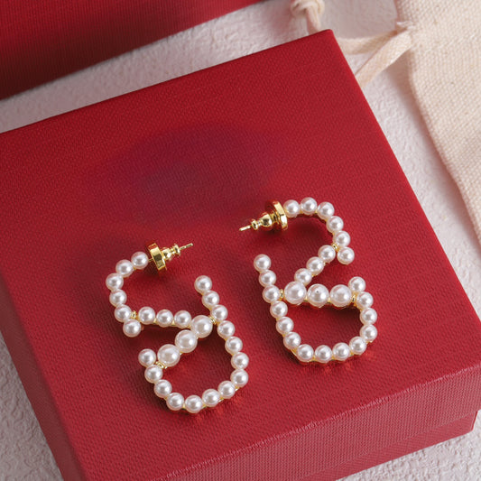 V Pearl Earrings