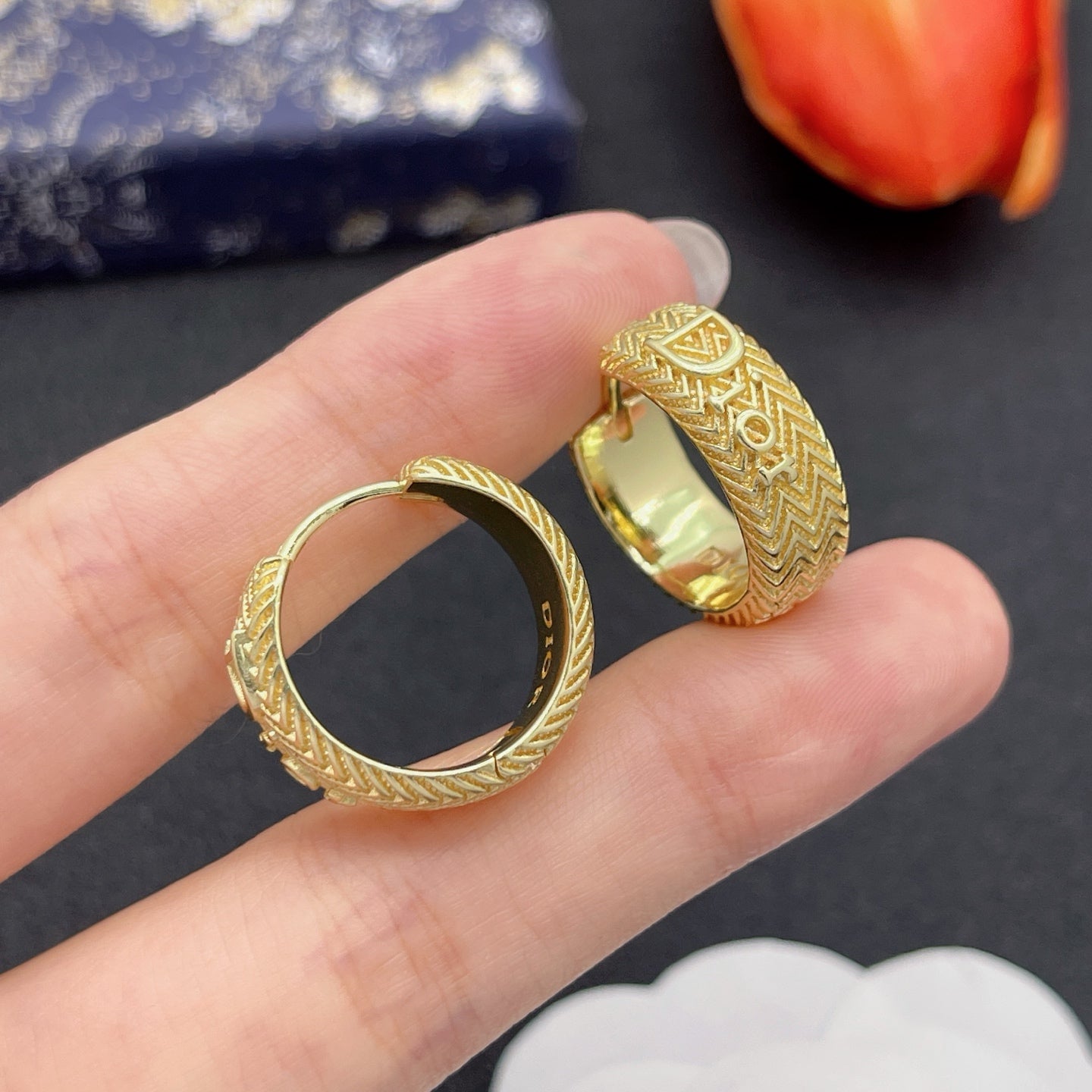 Textured Deanna Hoop