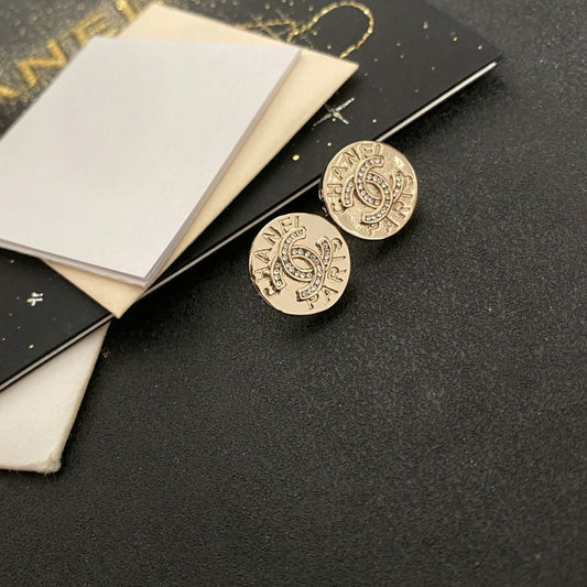 Gold C Earrings