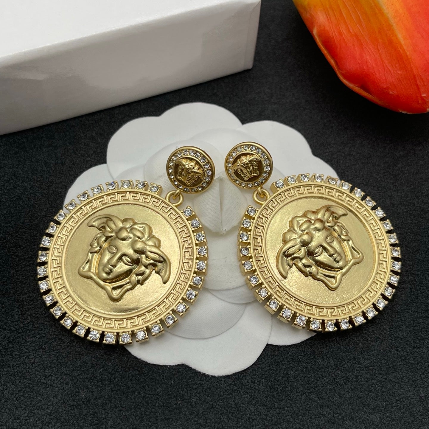 Diamond Coin Earrings