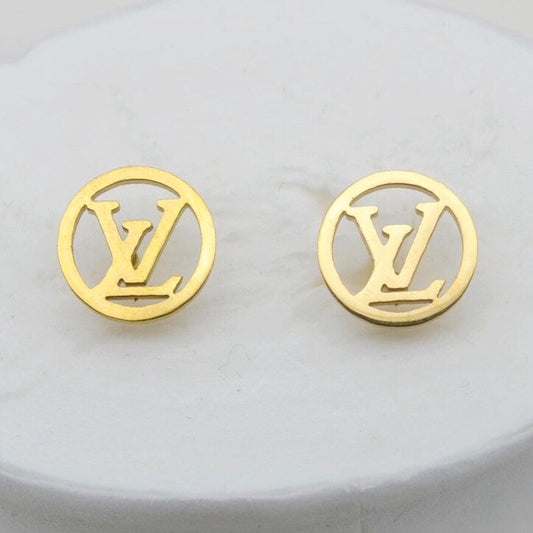 Round Initial Earrings